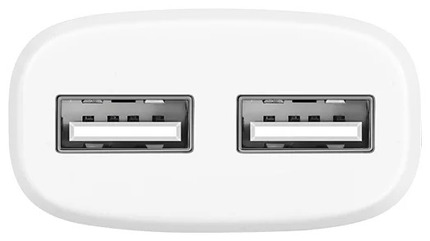 Зарядное устройство  C12 с двумя USB портами на micro-USB Белый