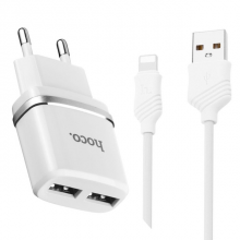 Зарядное устройство  C12 Smart с двумя USB портами на Apple Белый